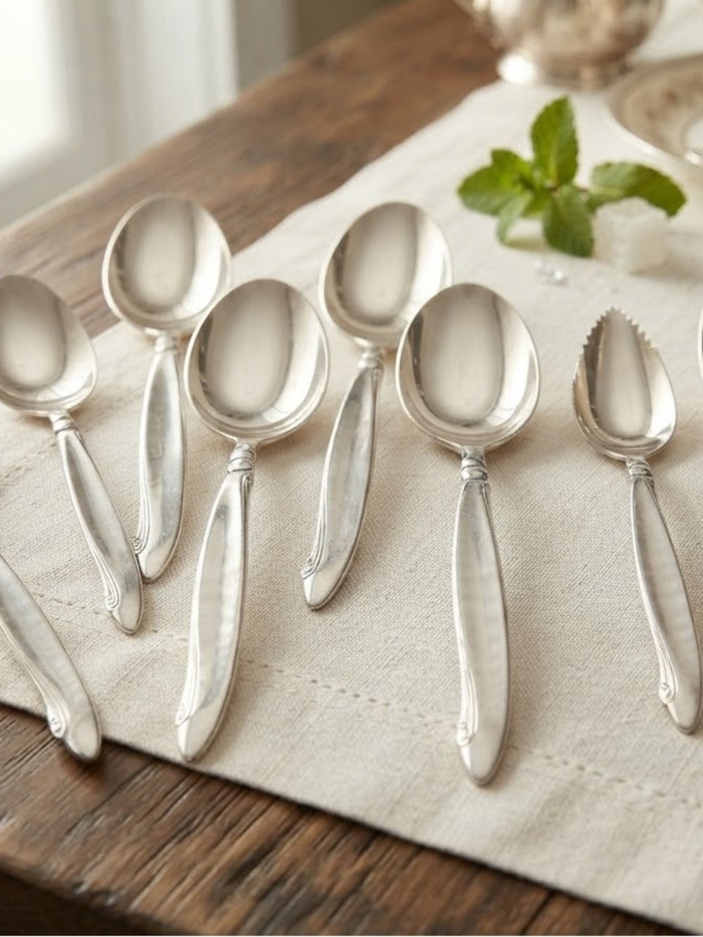 Vintage OneidaCraft Premier MCM Shoreline Stainless Steel Spoons Set of 8 (SSS)